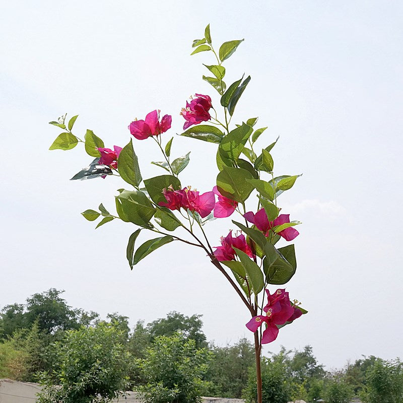 Vibrant Faux Bougainvillea Triple-Branch Floral Arrangement for Home, Weddings, Hotels, and Photography Studios - Stunning Wall and Aisle Décor