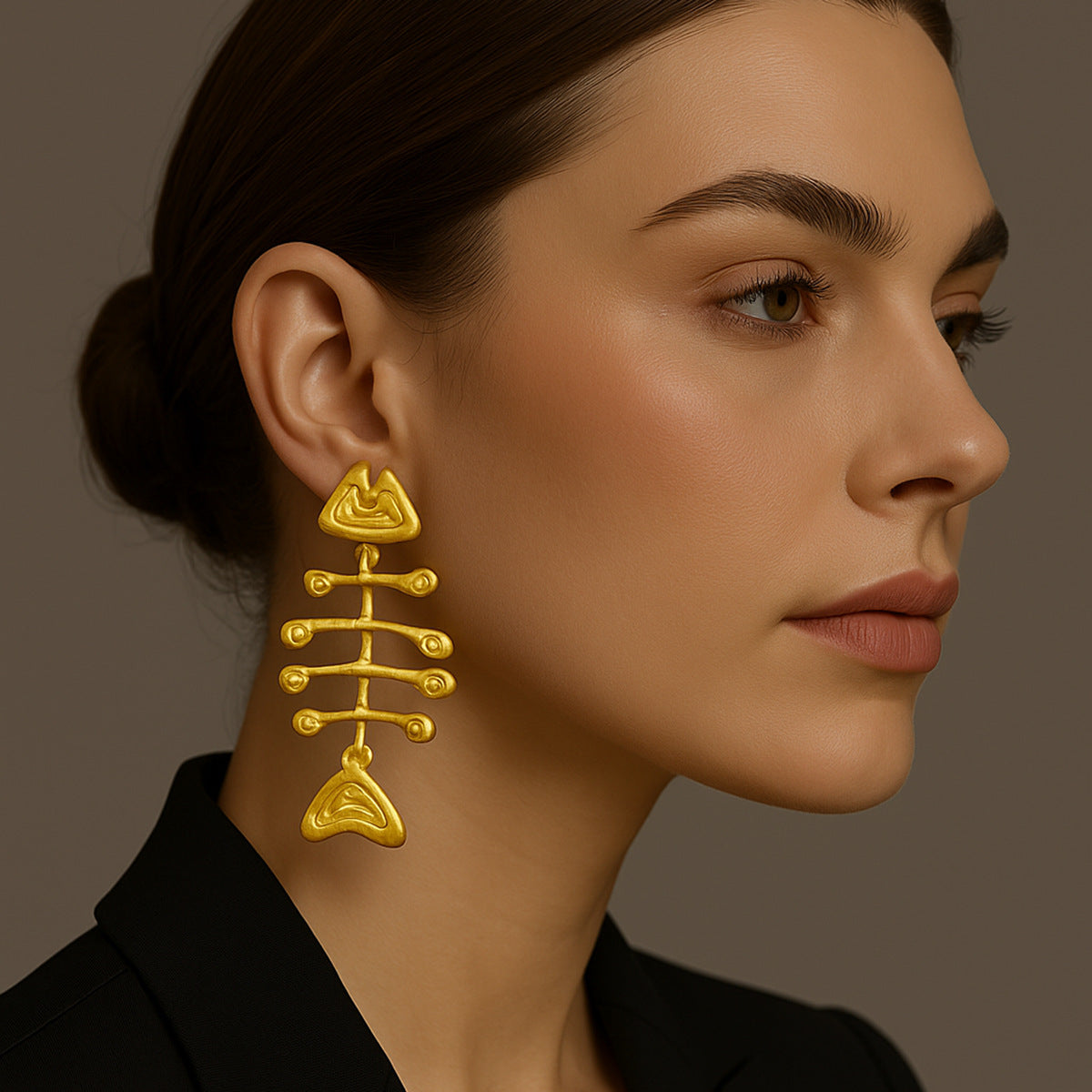 Chic Coastal Vibe Vintage Alloy Fishbone Dangle Earrings - Lightweight, Versatile, and Perfect for Everyday Wear