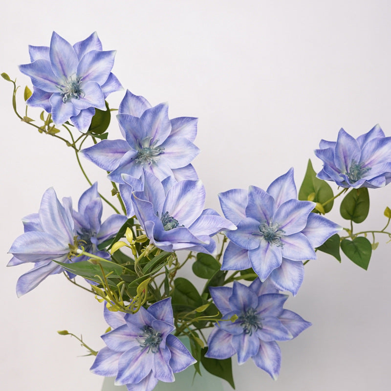 Elegant Nordic-Inspired Soft Touch Faux Clematis Flower Arrangement for Luxurious Home Decor – Perfect for Living Room and Floral Accents