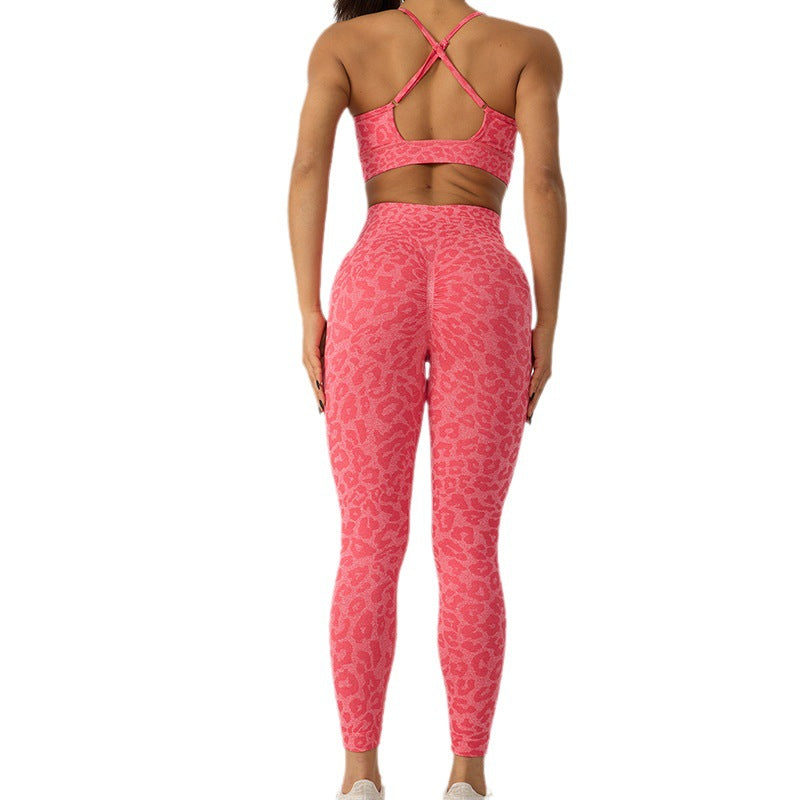 Seamless Yoga Long Pants and Sports Bra Set for Fall and Winter for Running Fitness and Comfortable Yoga Sessions