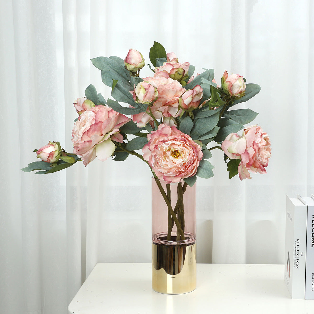 Luxury 28-Layer Baked Edge Peony Flowers - Stunning Faux Floral Home Decor for Living Room and Wedding Celebrations