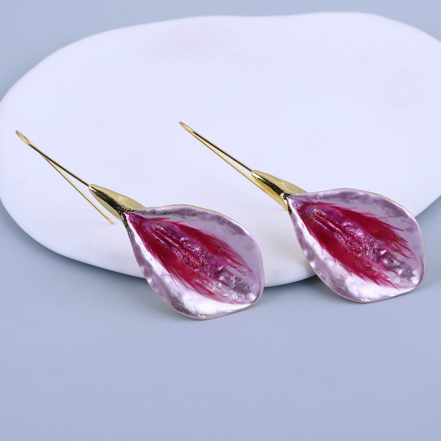 Stylish Long Alloy Drop Oil Floral Earrings - Unique and Creative Design for Effortless Elegance