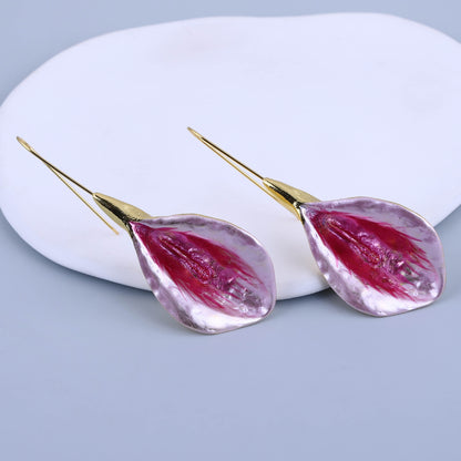 Stylish Long Alloy Drop Oil Floral Earrings - Unique and Creative Design for Effortless Elegance