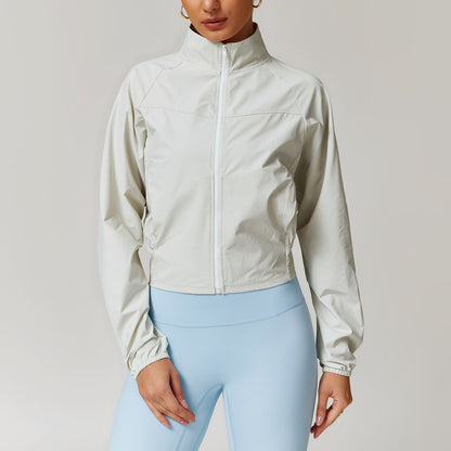 Lightweight Quick Dry Women's Sports Jacket Long Sleeve Windproof Outdoor Running and Yoga Wear for Fitness Enthusiasts and Active Lifestyles Model 8945