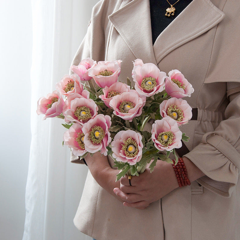 Elegant White Silk Flower Faux Floral Decoration - Classic Anemone for Home, Wedding, and Photography