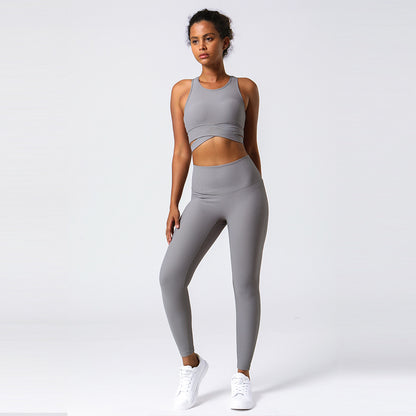 High Waisted Ribbed Yoga Set for Women Butt Lifting Fitness Outfit with stretchy breathable fabric for comfort and style