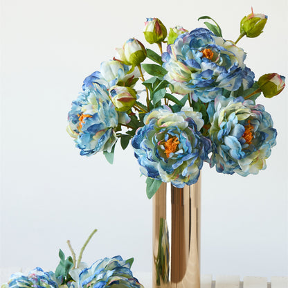 Elegant Artificial Silk Peony Flowers - Realistic Oil Painting Design for Charming Table Decor | Two-Tone Soft Floral Arrangements for Weddings, Home Styling, and Everyday Freshness