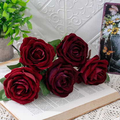 Elegant Velvet Rose Bouquet for Home Decor - Ins Inspired Faux Flowers for Weddings & Plant Walls - Stunning Artificial Floral Arrangement MW99332