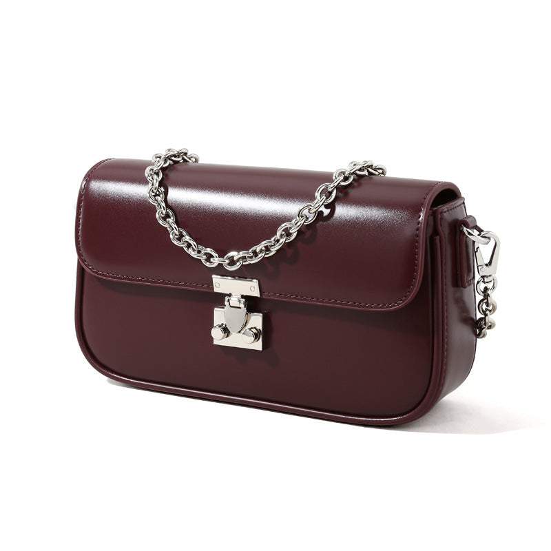 Korean Inspired Elegant Small Square Crossbody Bag Genuine Leather Shoulder Bag with Unique Design for Fashion Forward Women