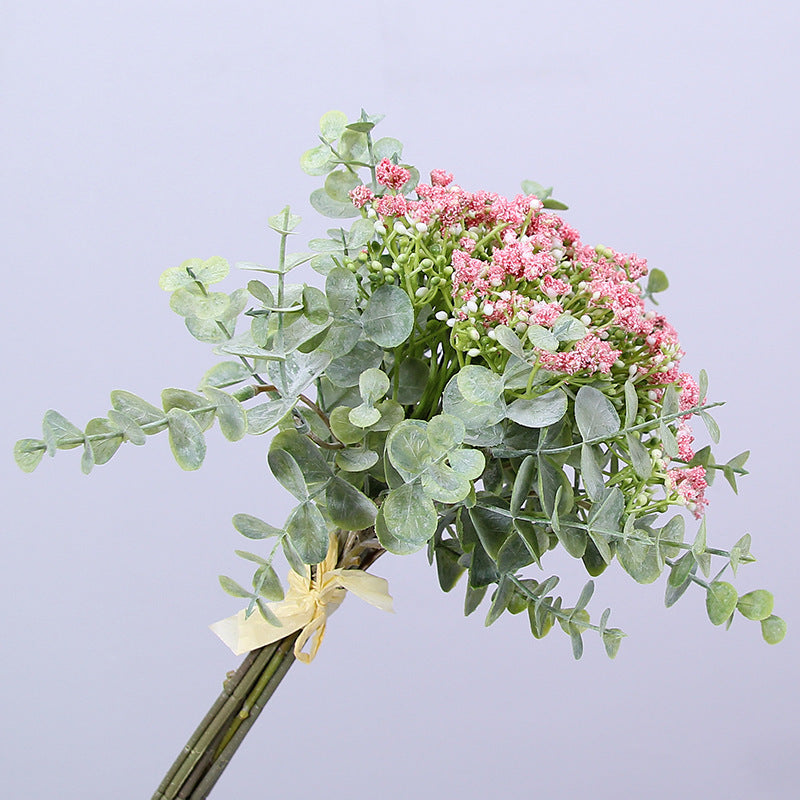 Realistic Faux Flower Wedding Bouquet with Eucalyptus Leaves - Perfect for Home Décor and Special Celebrations