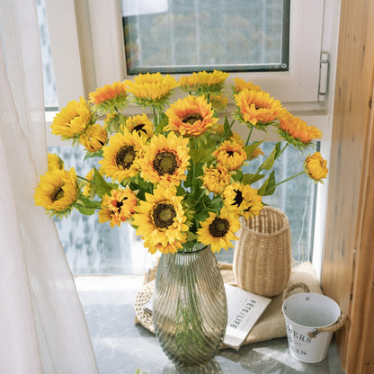 Stunning Sunflower Faux Floral Arrangement - Elegant Wedding Decoration with Realistic Roses - Perfect for Home Decor and Special Occasions | INS Inspired Design MW68111