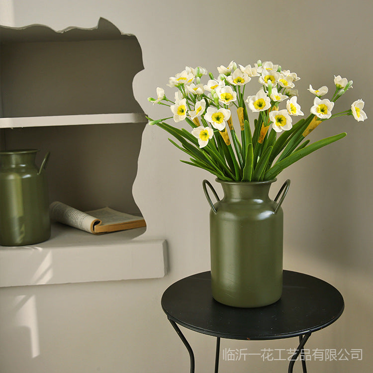 Modern Minimalist Artificial Narcissus Flower Bouquet - Luxurious Faux Floral Arrangement for Living Room or Dining Table Decor