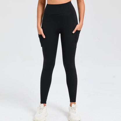 High Waisted Back V Line Yoga Pants with Side Pockets Quick Dry No Show Lines for Comfort and Style Enhance Your Peachy Rear and Fitness Look