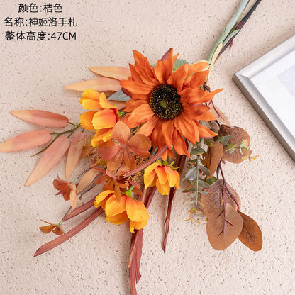 Lifelike Floral Home Decor: Shen Ji Luo Handcrafted Wedding Bouquet & Wall Hanging, Perfect for Celebrations (Model CF01380)