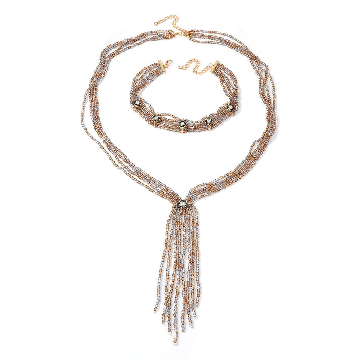Bohemian Multi-Layer Beaded Y-Shape Necklace Sweater Chain – Trendy Casual Jewelry Set for Chic Layered Looks