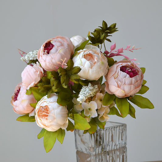 Elegant European Style Faux Floral Arrangement - Vintage Peony Bridal Entrance Decor | Beautiful Silk Flowers for Home and Wedding Decorations