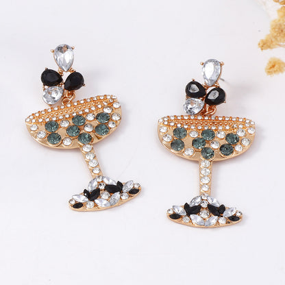 Trendy Statement Alloy Pearl-Like Earrings with Sparkling Rhinestone Accents - Ideal Versatile Fashion Jewelry for Women