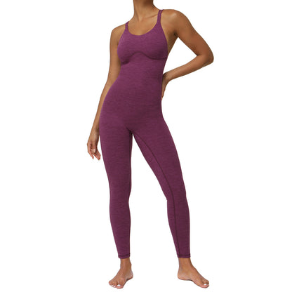 Shaping Back Body Sculpting Yoga Jumpsuit for Women Peach Lifting Quick Dry Breathable Fitness Bodysuit with Built In Bra Pads