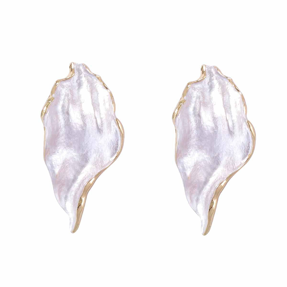 Trendy and Chic Irregular Pleated Alloy Drop Oil Leaf Earrings – Versatile Accessory for Everyday Elegance
