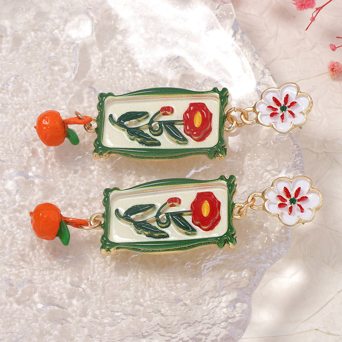 Vintage French-Inspired Elegant Floral Alloy Drop Earrings - Fresh and Stylish Bohemian Garden Design for Nature Lovers