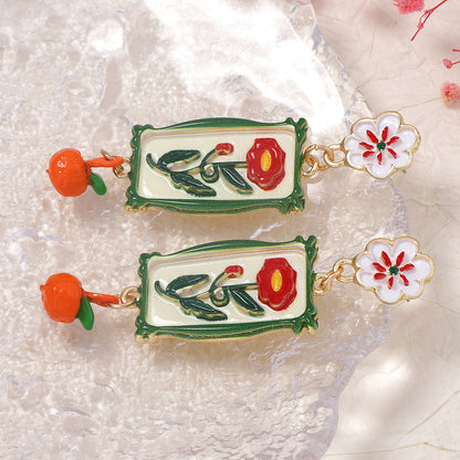Vintage French-Inspired Elegant Floral Alloy Drop Earrings - Fresh and Stylish Bohemian Garden Design for Nature Lovers