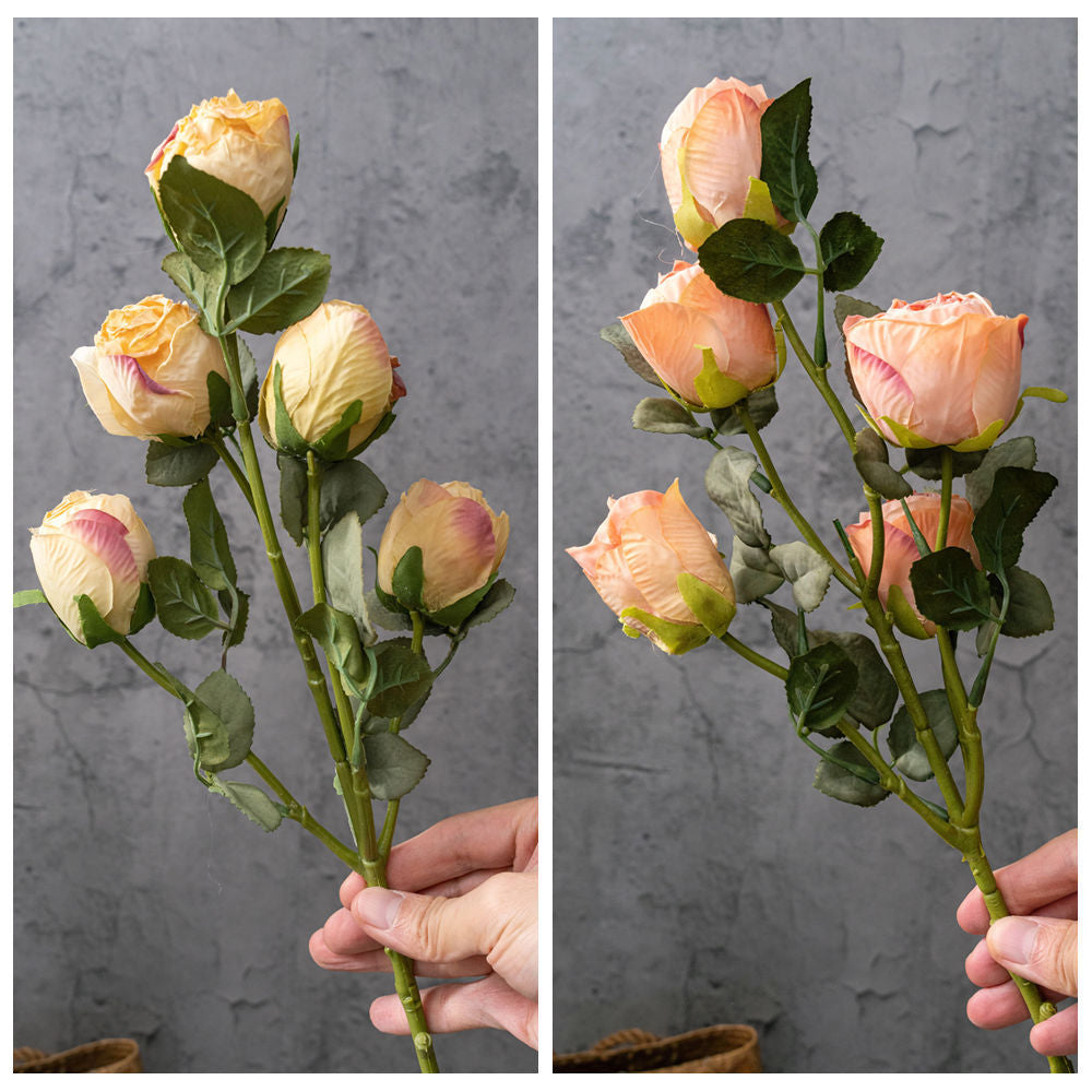 Stunning Artificial Dried Five-Head Rose Arrangement for Home Décor - Perfect for Weddings, Events, and INS Vibes - Model YC1017