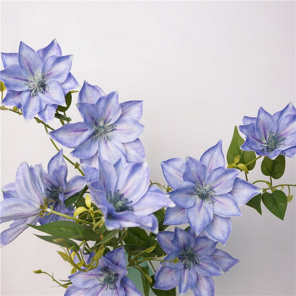 Elegant Nordic-Inspired Soft Touch Faux Clematis Flower Arrangement for Luxurious Home Decor – Perfect for Living Room and Floral Accents