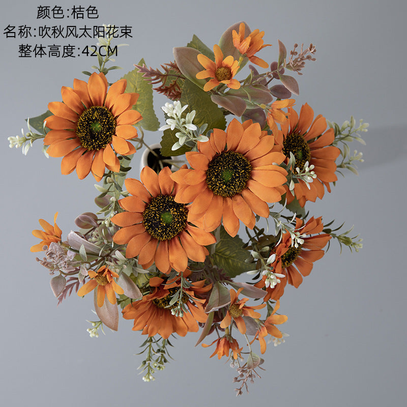 Vibrant Sunflower Bouquet with Faux Greenery - Perfect for Weddings and Fall Décor - CL06001