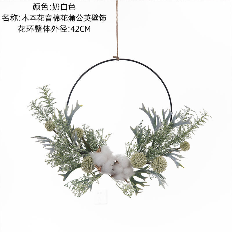 Wooden Kanon Cotton Dandelion Wall Decor - Stunning Faux Flower Bouquet for Elegant Home Wall Hangings - Model CF01122