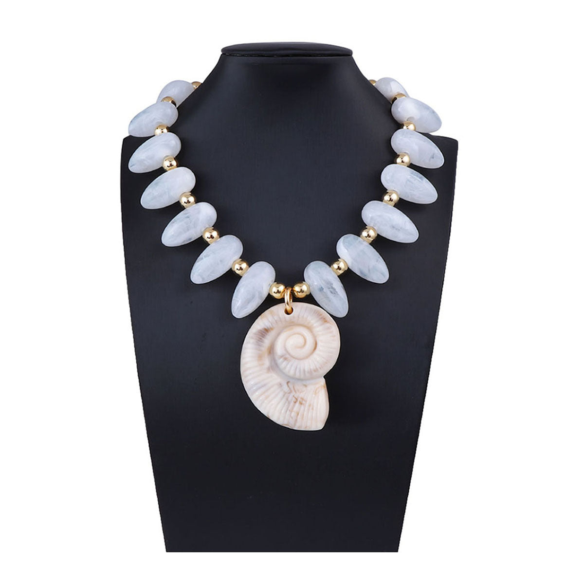 Exaggerated Ocean-Inspired Vacation Pendant Necklace with Colorful Beads and Shell Charm - Versatile, Luxurious, and Perfect for Every Occasion