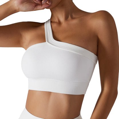 Spring Summer Single Shoulder Yoga Bra Fashionable Integrated Back Sports Bra for Outdoor Fitness Yoga Wear for Women 6256 Comfortable and Supportive