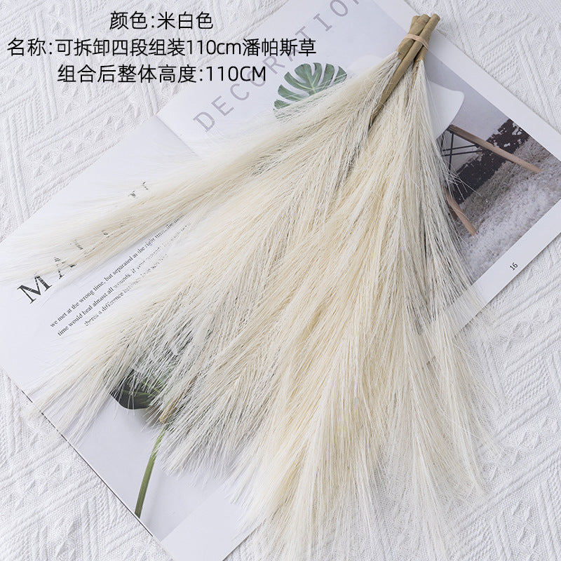 Detachable Four-Section 110cm Pampas Grass Fake Flowers - Versatile and Lifelike Faux Floral Décor for Elegant Home Arrangements (Model MW61215)