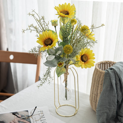 Elegant Artificial Sunflower Bouquet by Qian Mo - Perfect Faux Flower Decor for Weddings, Home and Event Decoration, Versatile Floral Wall Art CF01123