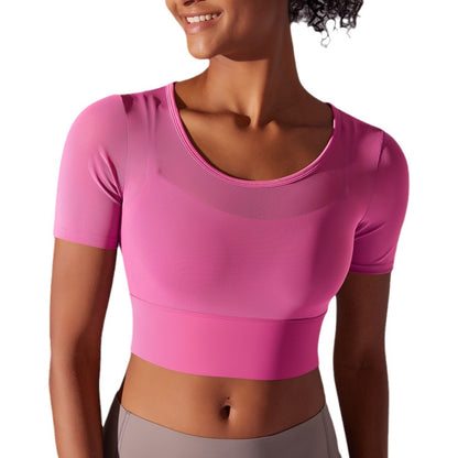 Seamless Sports Bra with Built in Cups Anti Shock Breathable Mesh Yoga Top with Back Design for Comfort and Support in Fitness