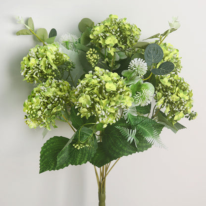 Elegant Snowball Flower Decorative Silk Hydrangea Bouquet - Perfect for Home Decor, Dining Table Arrangements, and Hotel Style Interiors