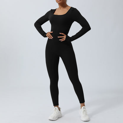 Long Sleeve Backless Bodysuit for Women High Waisted Yoga Apparel for Dance and Fitness This Summer