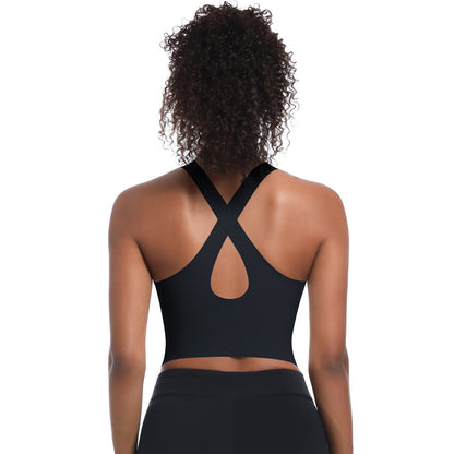 Seamless Breathable Women's Sports Bra Moisture Wicking Double Layered for Yoga and Running with a Beautiful Back Design