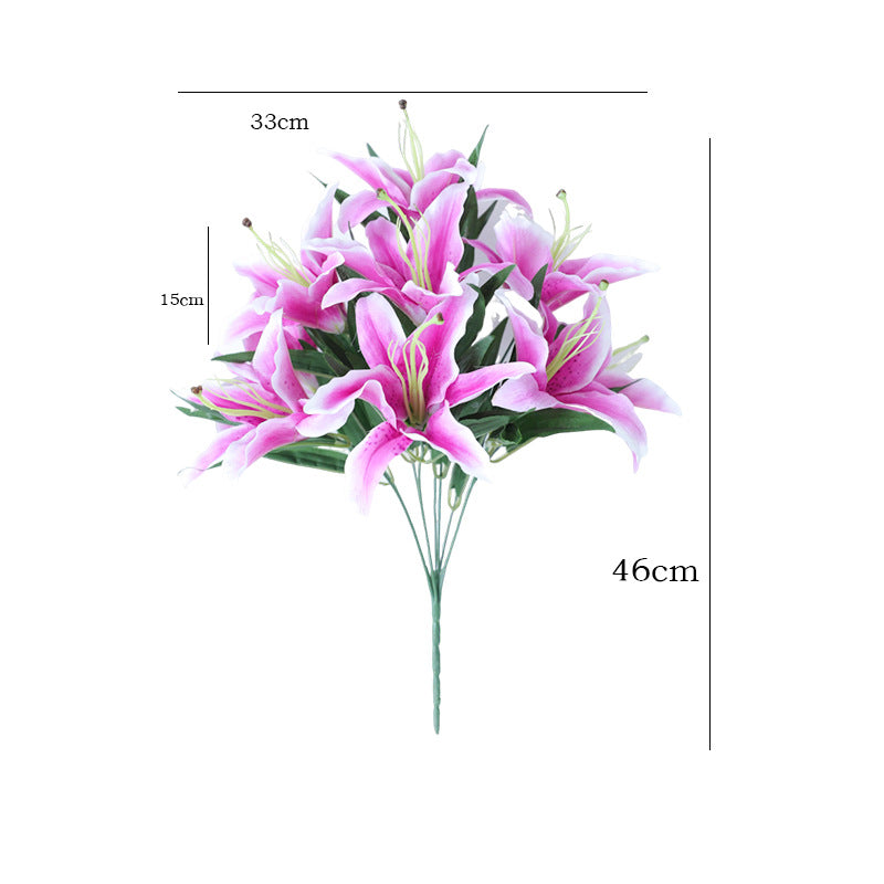 Stunning 9-Piece Artificial Lily Flower Bouquet for Weddings - Perfect for Ceremony Decorations, Bridal Bouquets, Home Décor, and Elegant Gifts