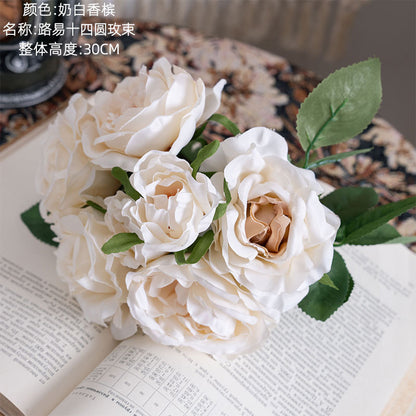 Stunning Artificial Rose Bouquet - Elegant Handheld Floral Arrangement for Home Décor and Wedding Celebrations - GF15979A