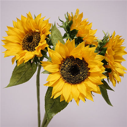 Luxurious Faux Sunflower Stem - Realistic Touch and Moisture-Locking Design for Home Décor, Floral Arrangements, and Photography Props