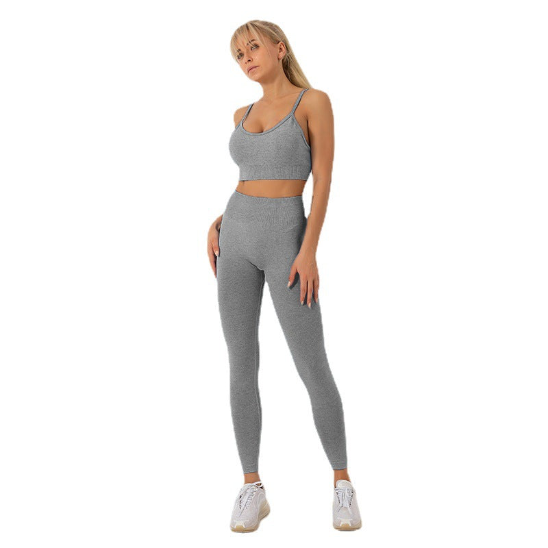 Quick Dry Yoga Set for Women Adjustable Strappy Yoga Sports Bra and High Waisted Leggings for Fit and Peachy Butt Lift