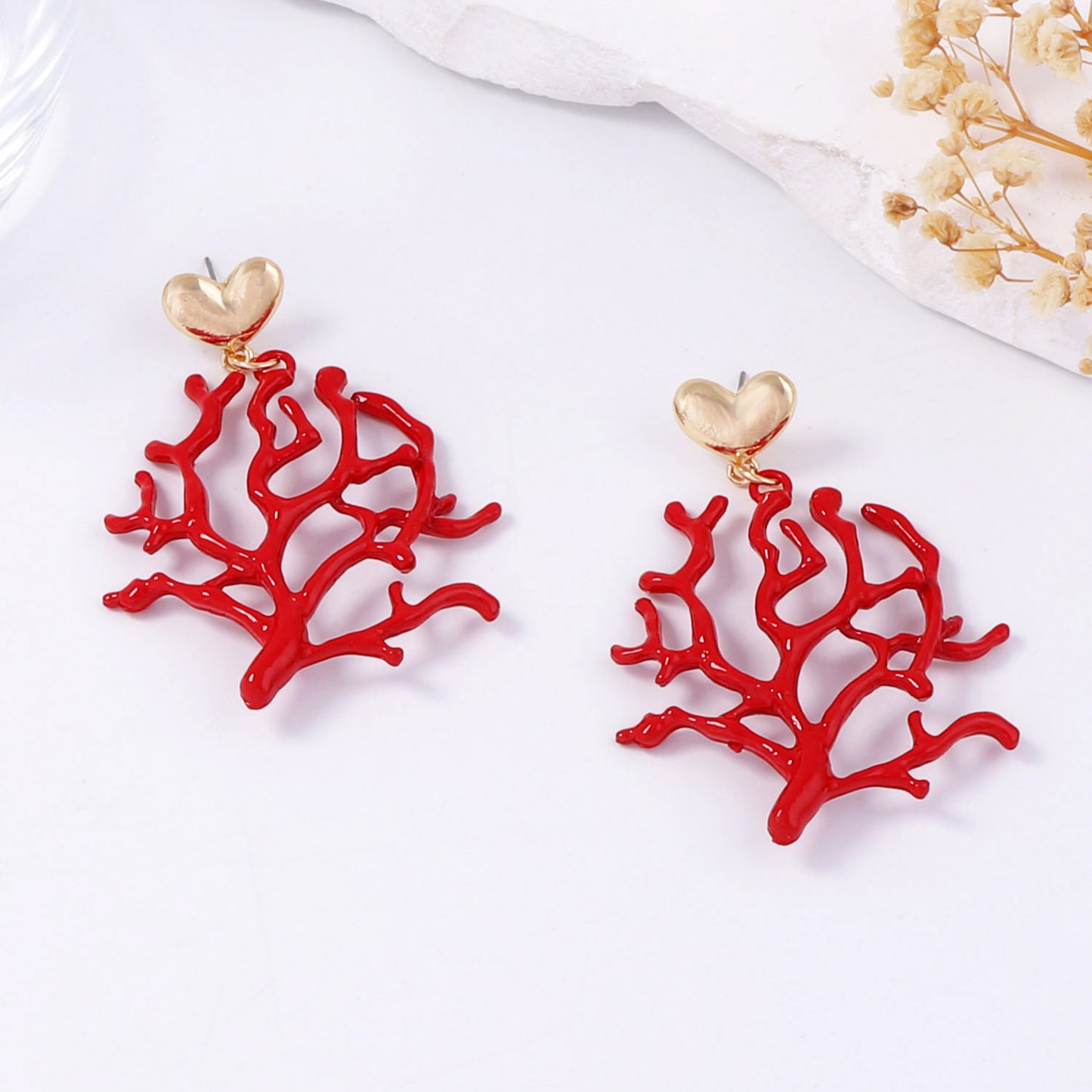 Artisan-Inspired Coral Pendant Earrings – Unique Ocean-Inspired Jewelry for a Relaxed Vacation Vibe – Versatile and Best-Selling Accessory