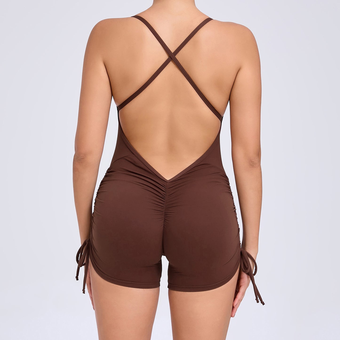 Summer Hollow Back Cutout Side Drawstring Yoga Jumpsuit for Women Comfortable and for Dance Fitness and Everyday Wear