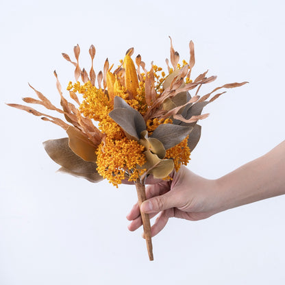 Azheng Realistic Faux Flower Bouquet with Okra and Seagrass - Perfect for Home Decor, Weddings, and Special Events - CL62003