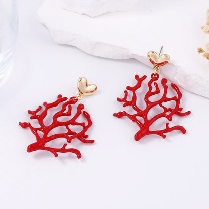 Artisan-Inspired Coral Pendant Earrings – Unique Ocean-Inspired Jewelry for a Relaxed Vacation Vibe – Versatile and Best-Selling Accessory