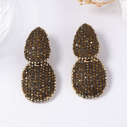 Exquisite High-End Geometric Alloy Drop Earrings with Sparkling Crystals – Perfect Statement Jewelry for Banquets and Parties