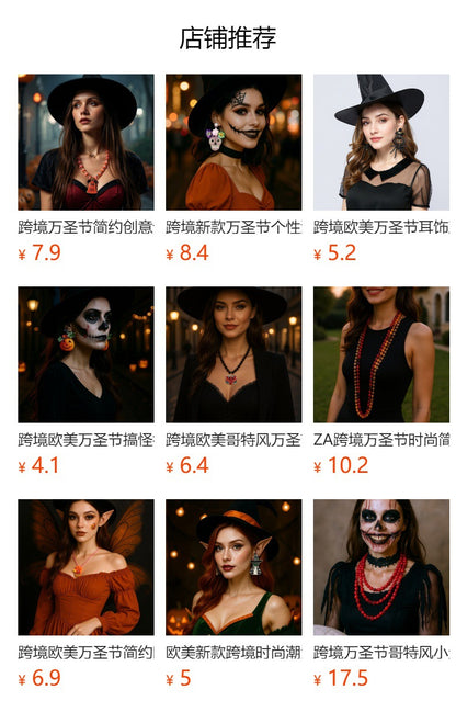 Unique Halloween-Inspired Multi-Layer Alloy Skull and Pumpkin Letter Pendant Necklace – Perfect for Spooky Fashion Enthusiasts