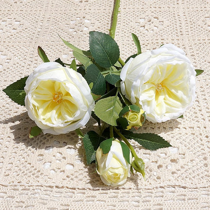 Lifelike Austin Roses - Stunning Single Stem with Multi-Bloom Heads for Home Décor, Weddings, and Model Room Displays - Perfect Artificial Flowers for Timeless Elegance