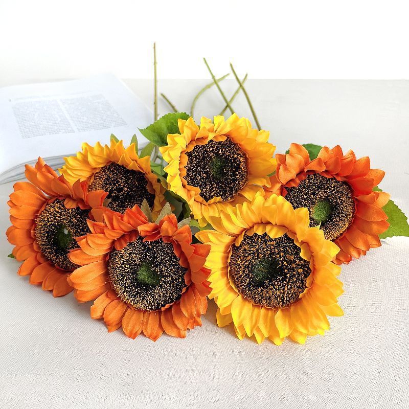 Vibrant Faux Sunflower Arrangement - Lifelike Silk Flowers for Home Décor | Perfect for Living Room, Bedroom & Indoor Decoration