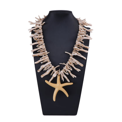 Stunning Ocean-Inspired Statement Necklace with Unique Faux Coral and Large Starfish Pendant - Casual Chic Luxury for Women